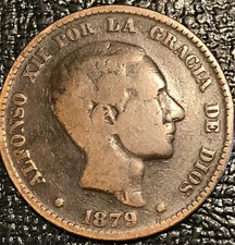 1879 OM SPAIN DIEZ GRAMOS 10 CENTIMOS COIN-APR318