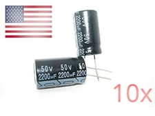 10x 2200uF 50V Electrolytic Capacitors | High Temp +105°C | Radial 16x25mm