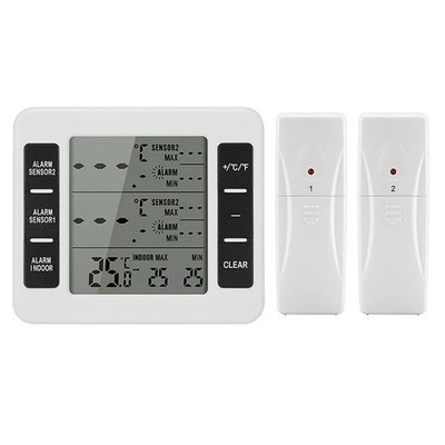 1Set  Freezer  2 Remote Sensors Alarm Low Temperature Refrigerator  Clock D3M4