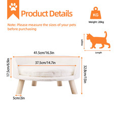 Pet Sofa Bed Raised Cat Chair Small Dog Couch Bed Removable Cushion Sleep House