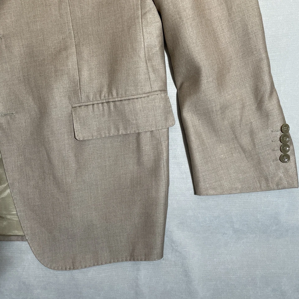 PRADA MILANO Men's Single Breasted Size 42R Wool Blend Tan 2 Button Blazer - Image 4 of 4