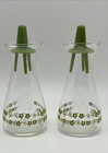 VTG Corelle Salt & Pepper Shakers PYREX Spring Blossom Green Crazy Daisy EUC