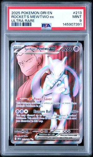2025 POKEMON DRI EN-DESTINED RIVALS ULTRA RARE TEAM ROCKET'S MEWTWO EX PSA 9
