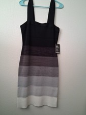  Express Women's Dress NWT Size M Multi Layer Colors Black Gray White Tag $98