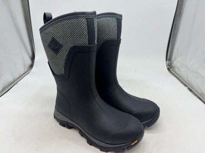 Muck Boots Arctic Ice + Arctic Grip Mid Rain Boots Women's Black Pull-On - 8