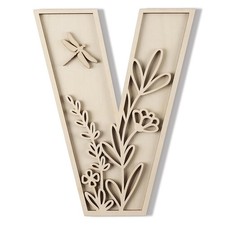 Layered 12 Inch Large Wooden Letters for Wall Decor, Flowered Paintable Woode...