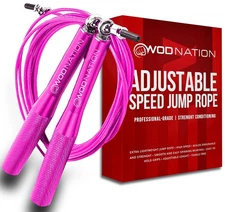 Wod Nation Alluminum Handle High Speed Adjustable Jump Rope for Women and Men Pe