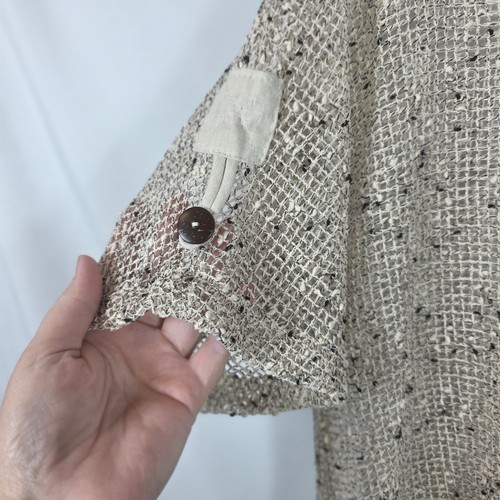 Kaktus Beige Open Weave Mesh Short Sleeve Cardigan Sweater Women's Size Large - Picture 5 of 15