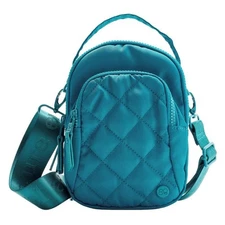 Samantha Brown To-Go Quilted Triple Compartment Crossbody Teal NWT