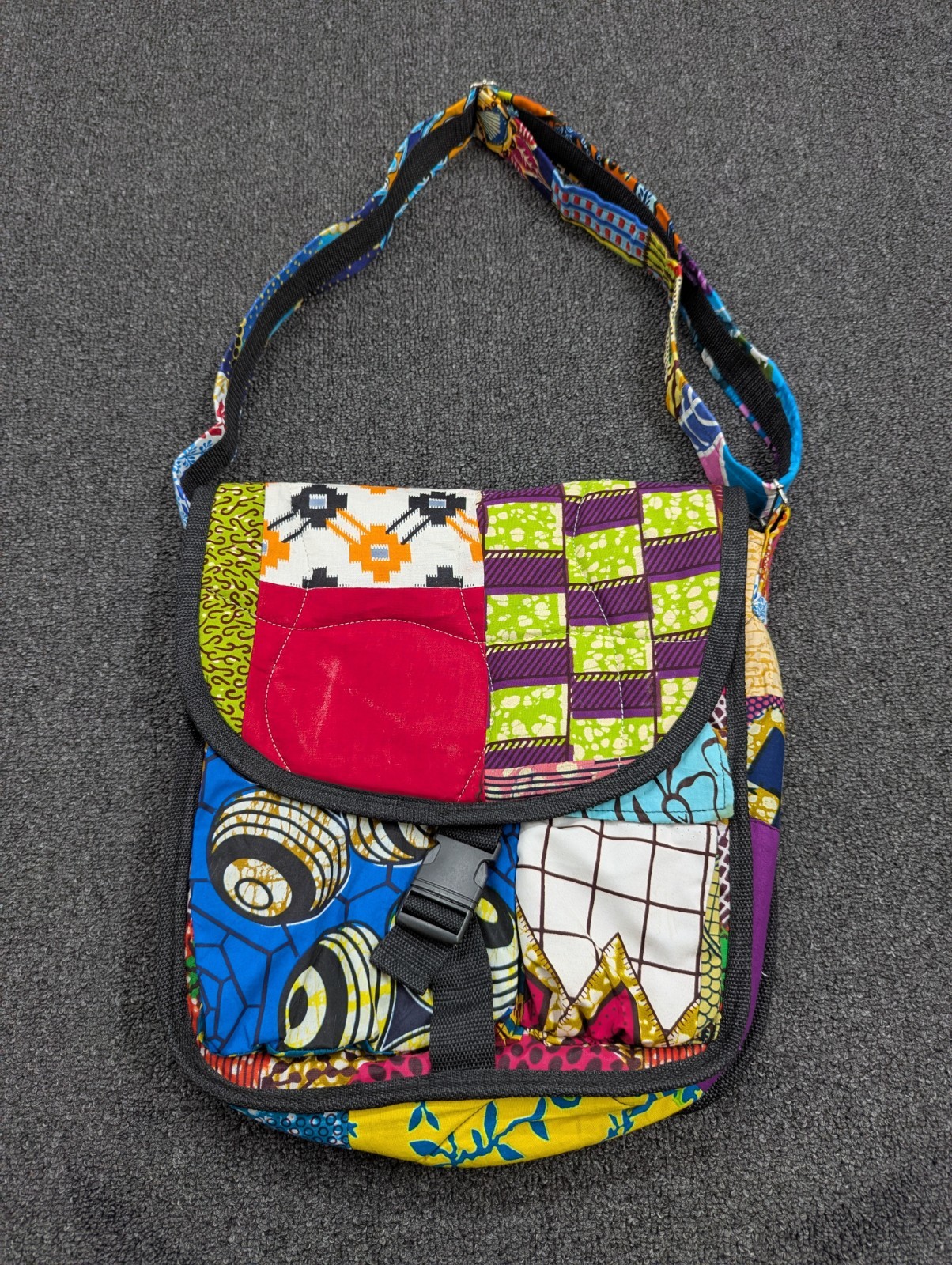 Boho Multi-Color Patchwork Adjustable Strap Cross… - image 1