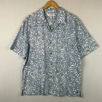Coolibar Safari Camp Shirt Loop Collar Blue Button Up UPF 50+ 10135 Men's Size L