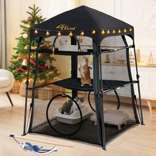 Automatic Pop-Up Cat Enclosure 3-Tier Cat Tent Cat Cage Outdoor Catio with Pa...