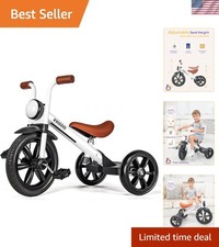 Kids Tricycle for Ages 2-5: 12-Inch Wheels, Front Light  Adjustable Seat