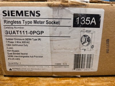 Siemens SUAT111-0GF Ringless Type Meter Socket Outdoor Enclosure 135 Amp 600V