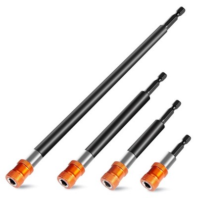 4Pcs Drill Bit Extension Set,Magnetic Drill Screwdriver Bit Holder Extender with