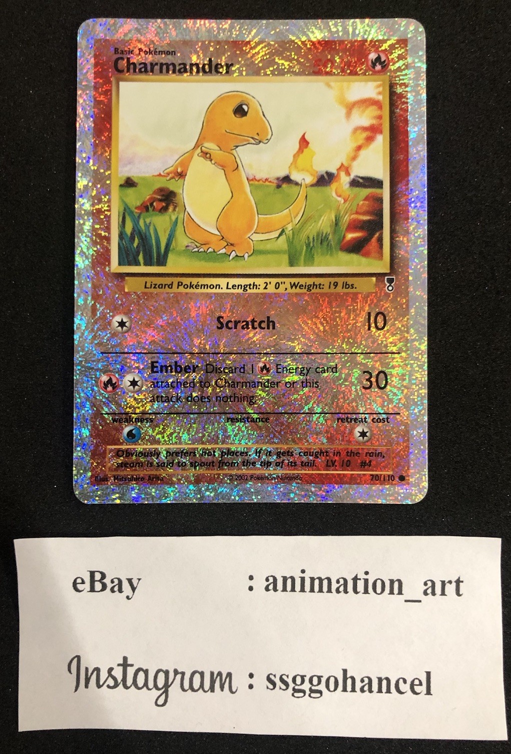 2002 POKEMON LEGENDARY COLLECTION #70 CHARMANDER-REVERSE FOIL MINT