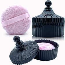4.3 Inch Ultra Fluffy Body Powder Puff  5.3 Inch Large Glass Jar Set,Dusting Po