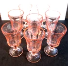 VTG Indiana Glass Madrid Pink Depression Recollection Footed Goblet Set of 8