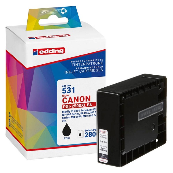 Edding EDD-531 Schwarz Druckerpatrone Kompatibel Zu Canon PGI-2500 Xl Bk-image