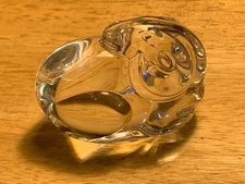 Steuben Signed Crystal Ram Hand Cooler Paperweight Figurine 2.5"