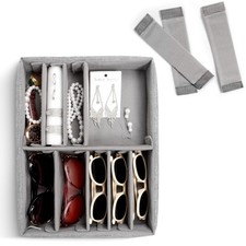 Sunglasses Organizer with Adjustable Slots, Jewelry Display Tray for Multiple...