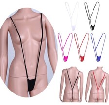 Womens Extreme One-Piece Sling Shot Micro G-string Thong Halter Bikini Swimwear