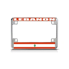 LEBANON Flag Metal Motorcycle Bike License Plate Frame Tag Border