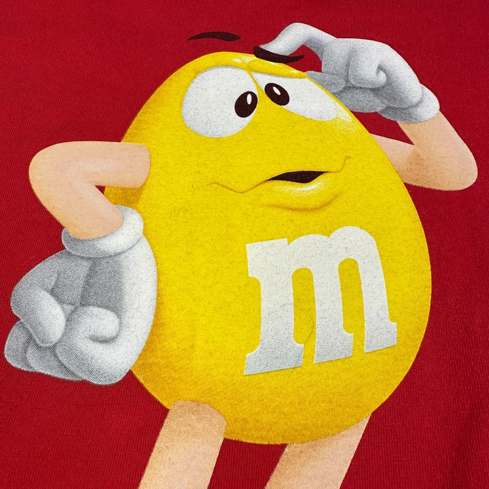 Camiseta Vintage Masculina XL Vermelha M&M's Grande Gráfica Vintage Anos 00 Amarela Penut MM - Imagem 3 de 4