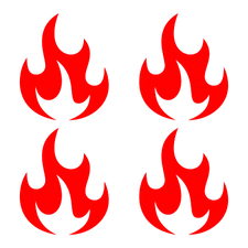 Set of 4 - Fire Symbol Vinyl Decal Laptop Car Window Stickers - DIY