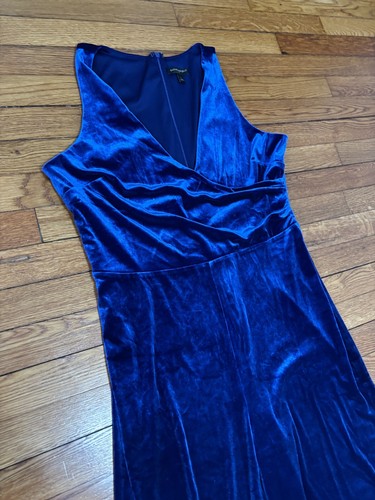 Banana Republic Velvet Jumpsuit Womens L Royal Blue Wide Leg Sleeveless V-Neck - Picture 4 of 9