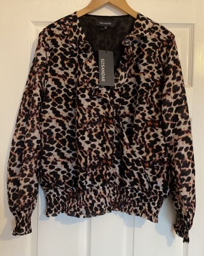 Sosandar Women’s Animal Print Wrap over Style Blouse Top Size UK 18 NEW+ TAGS - Picture 1 of 11