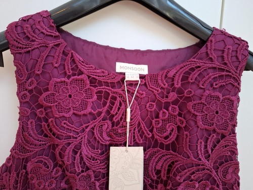 Size 14 Ladies Dress MONSOON PINK/PURPLE Sleeveless NWT - Picture 3 of 5
