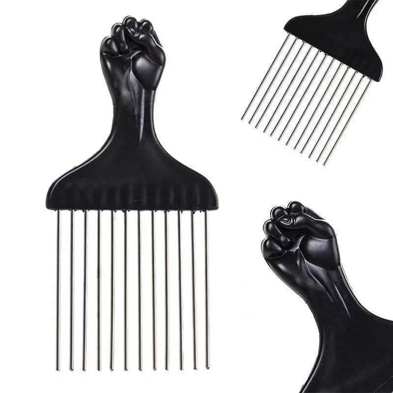 Afro Comb With Black Fist Metal Or Plastic African Hair Professional Styling US