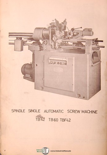Traub TB42 TB60 TBF42, Single Spindel Automatic Screw, Operation & Parts Manual - Picture 2 of 4