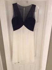 WHITE HOUSE BLACK MARKET COCKTAIL CUTE DRESS BLACK&IVORY SLEEVELESS DRESS SIZE 2