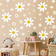 165 Pieces 15 Sheet Daisy Wall Decals White Flower Wall Stickers Vinyl Peel