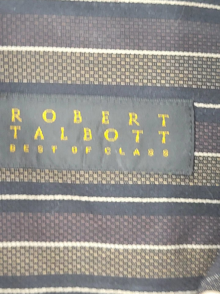 Robert Talbot Shirt Mens Medium Brown Stripe Long Sleeve Button Up Modern - Image 3 of 4