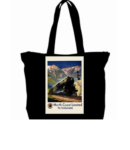 Colorado Train Travel Poster Tote Bag All Purpose Holds 50 lbs Vintage art 1930