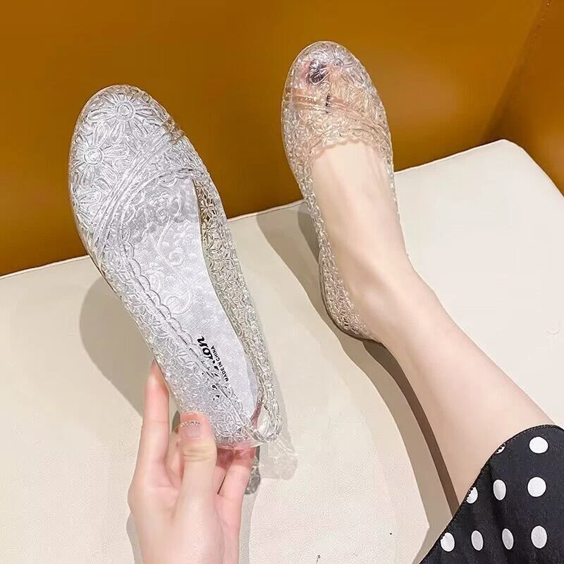 PANTOFOLA D’ORO Sandali Gelatina Donna Estate Scarpe Cave Glitter Cristallo Pantofole Rete Spiaggia