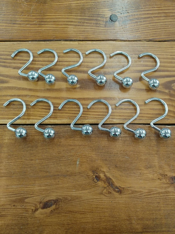 Ganchos para cortina de ducha de metal de peso pesado tipo "bola", juego de 12 pesos 1 lb - ¡resistentes! Foto 3 de 3