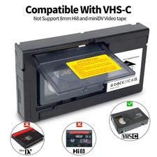 VHS-C TO VHS CONVERTER - LETS YOU PLAY OLD CAMCORDER TAPES THROUGH YOUR VIDEO