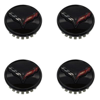 C7 Corvette Gloss Black Wheel Center Cap with Crossed Flags | eBay