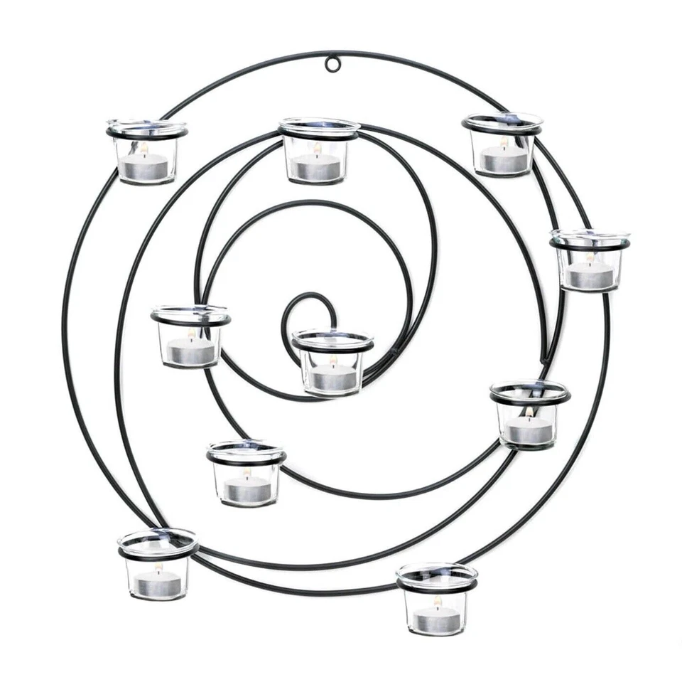 Geometric Circle Iron Wall Sconce Candle Holder Light Lamp Lantern Home Decor - Image 3 of 3