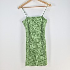 H&M womens bodycon dress size S green animal print crepe stretch 087719