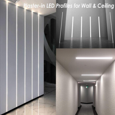 LED Aluprofil mit Abdeckung & Endkappen LEDBRITE 1M/3,3ft Gips in HJ-AL059