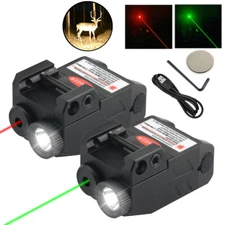 Green/Red Laser Sight w/ LED Flashlight Combo USB Rechargeable For Pistol Rifle