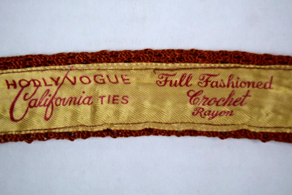 Corbata de Colección Hollyvogue Años 40 50 Extremo Cuadrado Rayón Crochet Tejido Corbata 55" x 2.125" Foto 4 de 4