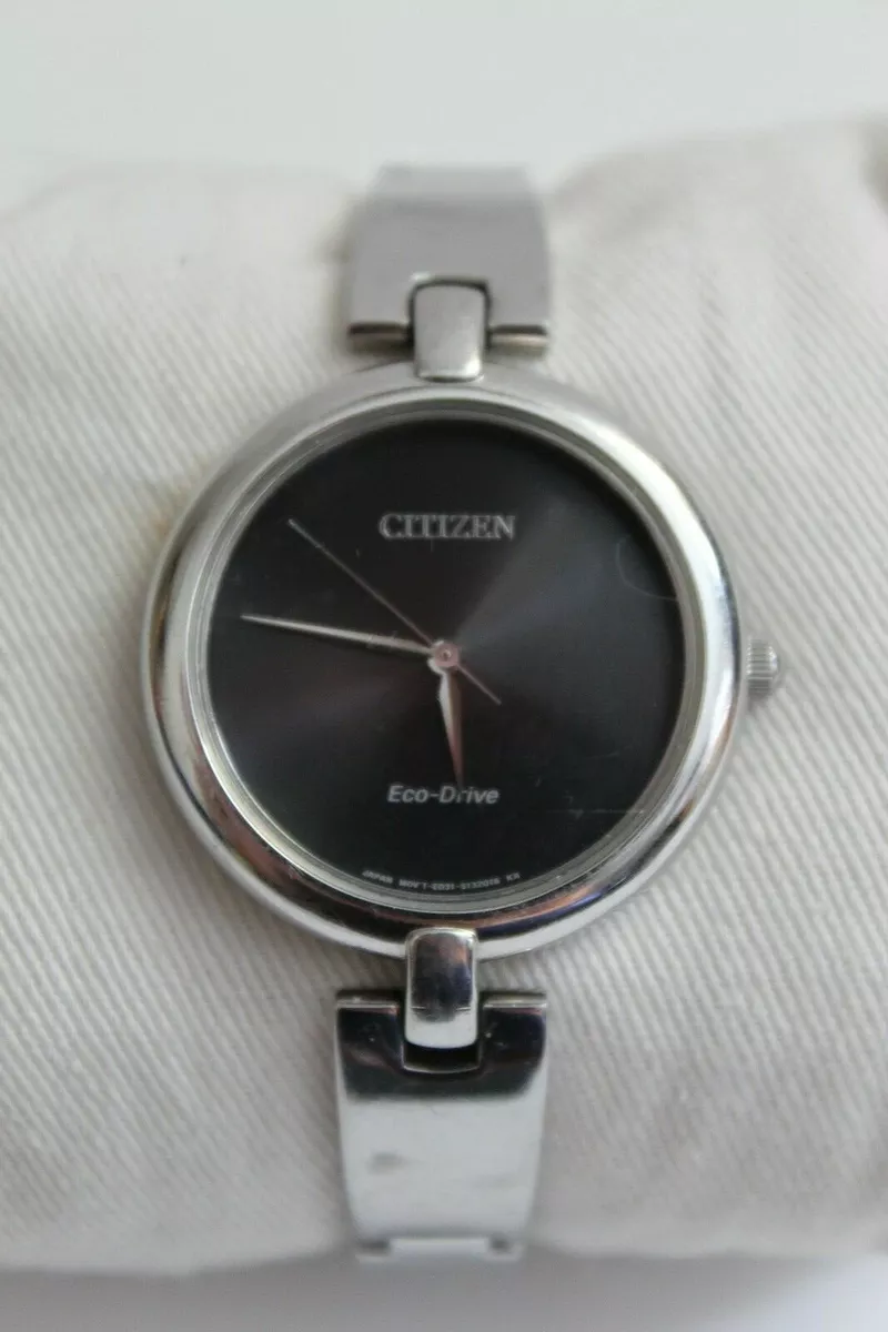 Citizen Eco Drive Women s Watch Black Face Stainless Steel Band