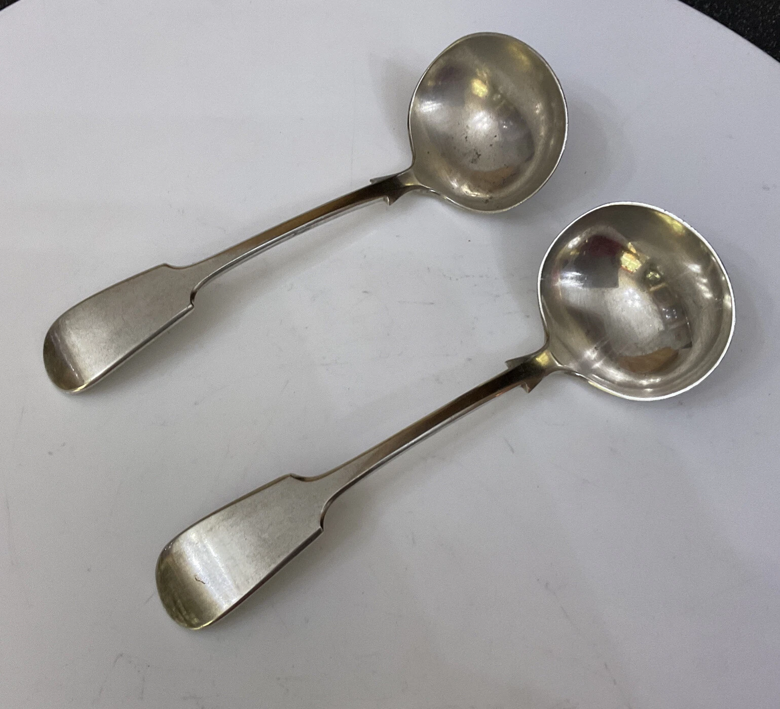 Antique 2 X WP Silver Plate EPNS 18.5cm Fiddle Patt Sauce Gravy Ladle Cutlery