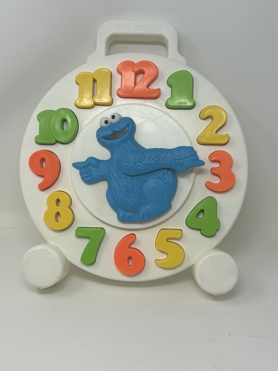 Vintage Cookie MONSTER 1982 Sesame STREET Clock Puzzle Time Child
